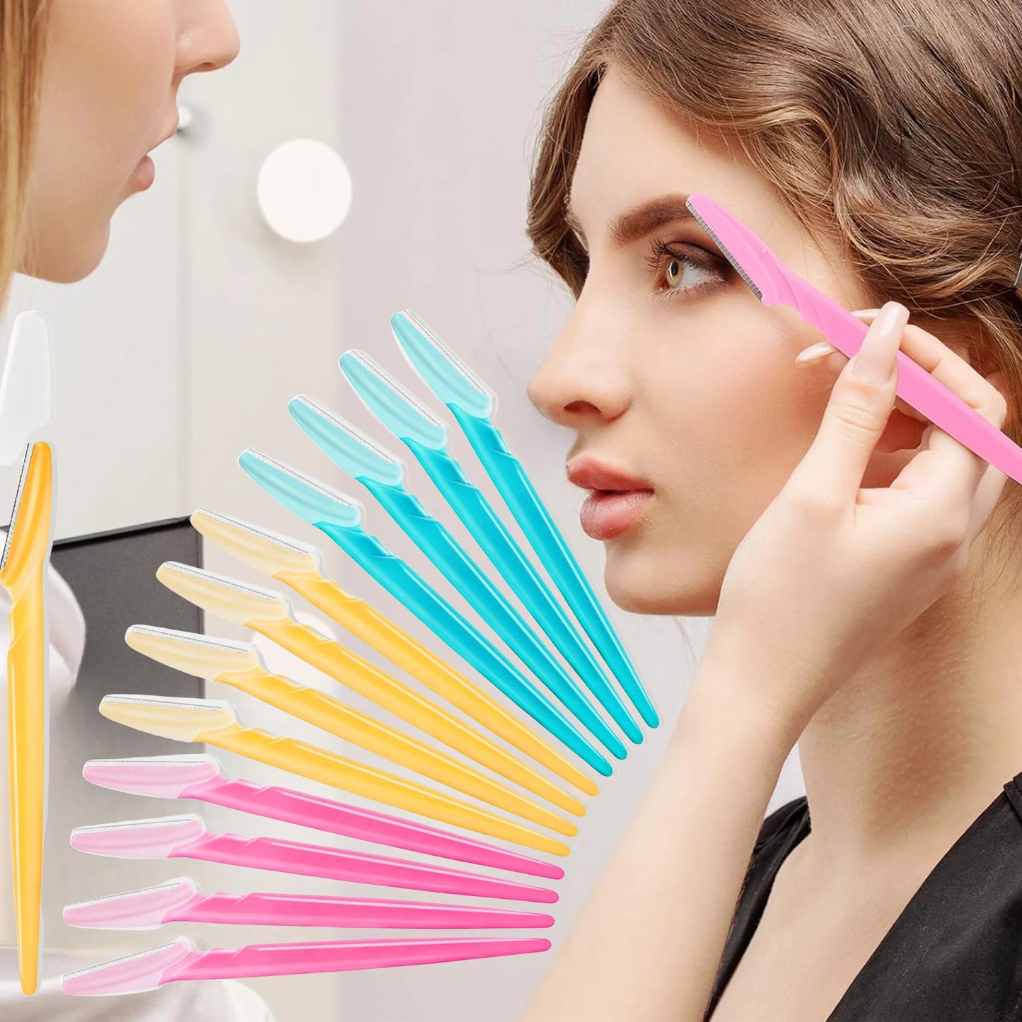 5/10/30/40pcsbrow Razor and Face Razor for Women and Men, Eyebrow Hair Trimmer and Shaver with Protective Cover,Safe