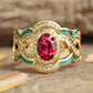 2025 New Elegant Red Corundum Ring with Extra Large Zircon Fashion Party Jewelry Flower Dove Egg Shining First