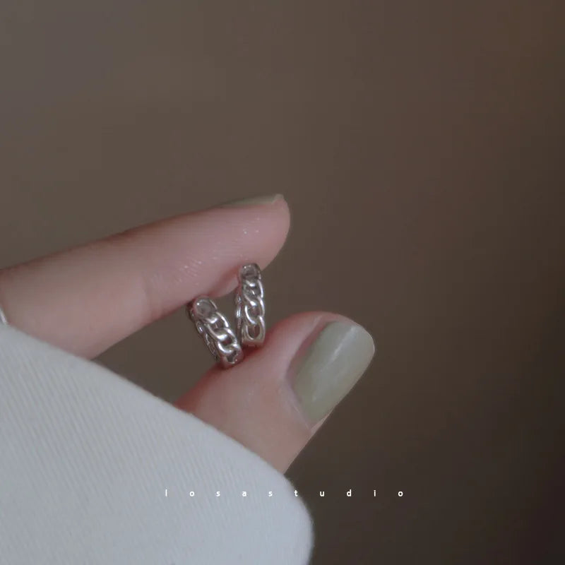 925 Sterling Silver Earrings Fashionable New Style for Women Elegant Niche High End Simple and Plain Ear Ornaments