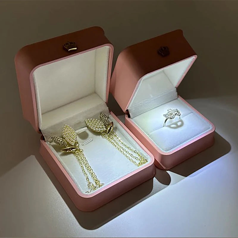 Crown Jewelry Box With Lighted LED