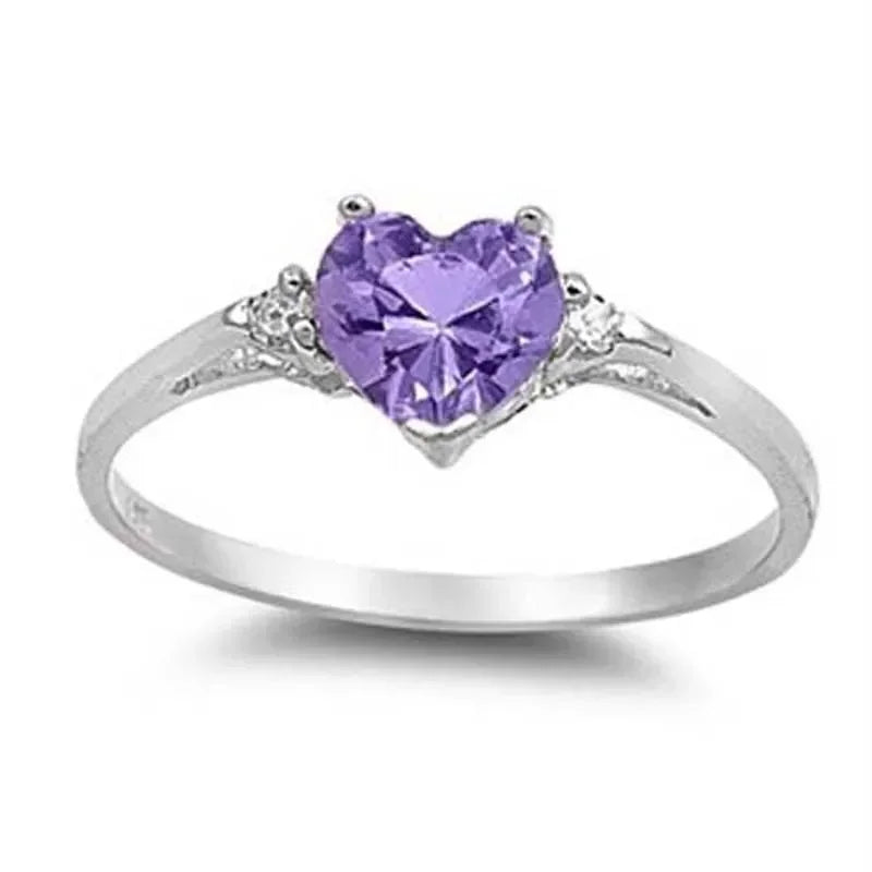 2025 New Purple Cubic Zirconia Ring with Sparkling Square Crystal, High End Women's Personalized Fashion Cocktail Party Jewelry