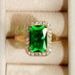 2025 New Luxury High End Party Women's Ring Bright Green Oval Crystal Noble  Retro Style Accessories Gorgeous Gift