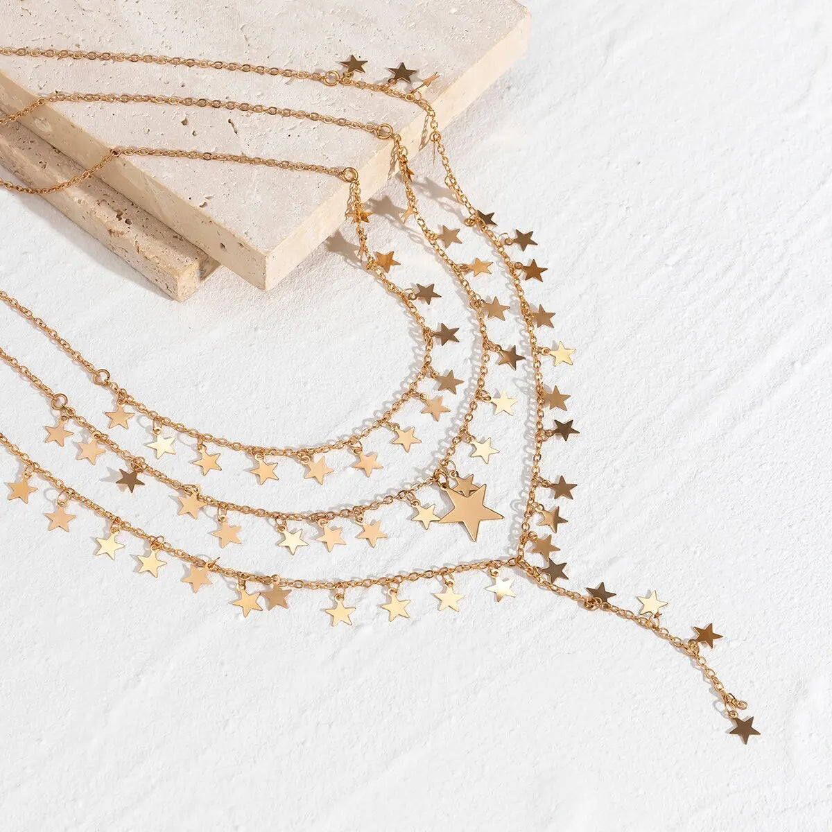 3Pcs/Set Sexy Goth Star Tassel Long Pendant Choker Necklace Women Wed Bridal Creative Gold Color Clavicle Chain Y2K Accessories