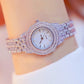 2pcs Fashionable Diamond Studded Real Nail Scale Alloy Set Quartz Bracelet Watch FOR WOMEN'S Watches