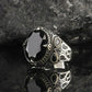 2024 New Luxury Women's Big Black Stone Ring Fashion Silver Zircon Wedding Rings Female Bride Love Engagement