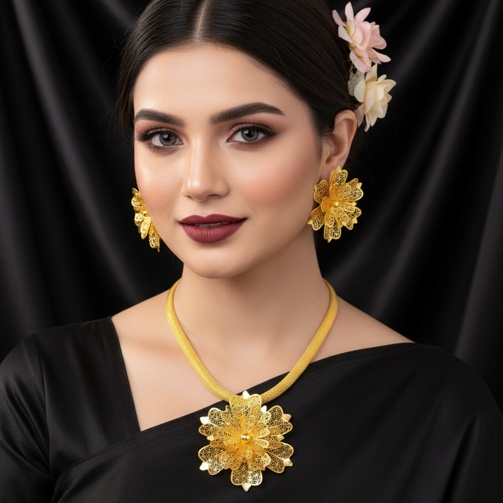 Zenat Dubai 24K Gold Plated Wedding Jewelry Set