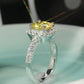 New Elegant Yellow Cubic Zirconia Women Rings Luxury Wedding Anniversary Party Lady's  Accessories Bright Fashion Jewelry