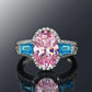 Style Pink Sparkling Zircon Princess Square Engagement Ring for Ladies and Girlfriends Luxury Proposal  Gift Fashion Jewelry