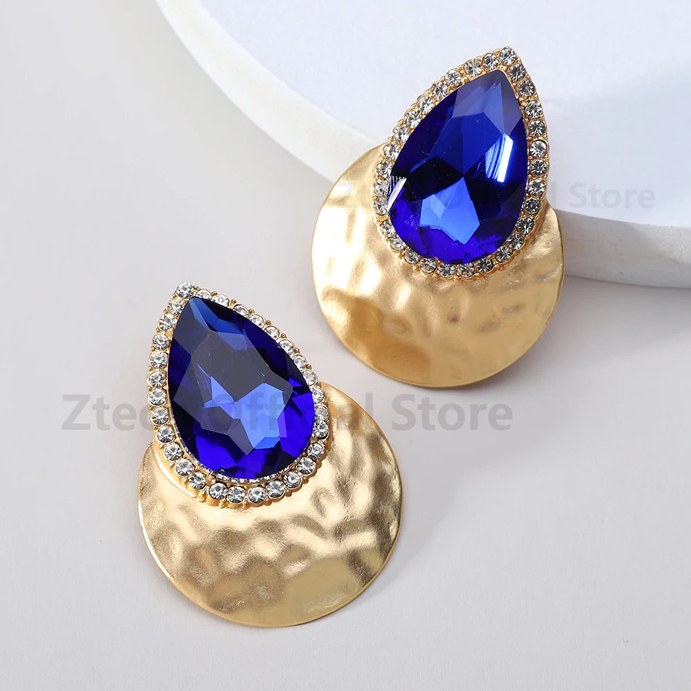 Fashion Elegant Round Metal Big Stud Earrings For Women Classic Design Elegant Ear Accessories Party Prom Statement Fine Jewelry