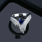 2025 New Blue Cube Zircon Ring Fashionable and Elegant High End Women's Bridal Wedding Luxury Personalized Jewelry Accessories