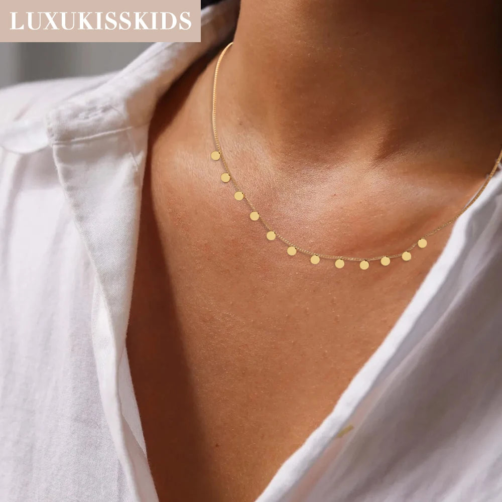 LUXUKISSKIDS Woman Collier бижутерия Golden Chains Necklaces Bohemia Star Heart Elegant Stainless Steel Jewelry Trendy Collars