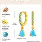 Delicate Cubic Zirconia Drop Earring for Women, Turquoise Droplets