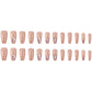 24 Pcs Short Coffin Press On Nails Pink White False Nails with Rhinestone Reusable Fake Nails With Jelly Tab