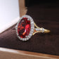 2025 New Elegant Red Corundum Ring with Extra Large Zircon Fashion Party Jewelry Flower Dove Egg Shining First