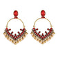Ethnic Retro Green Sector Carved Turkish Jhumka Earrings For Women Indian Jewelry Pearl Tassel Earrings