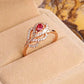 2025 New Elegant Red Corundum Ring with Extra Large Zircon Fashion Party Jewelry Flower Dove Egg Shining First