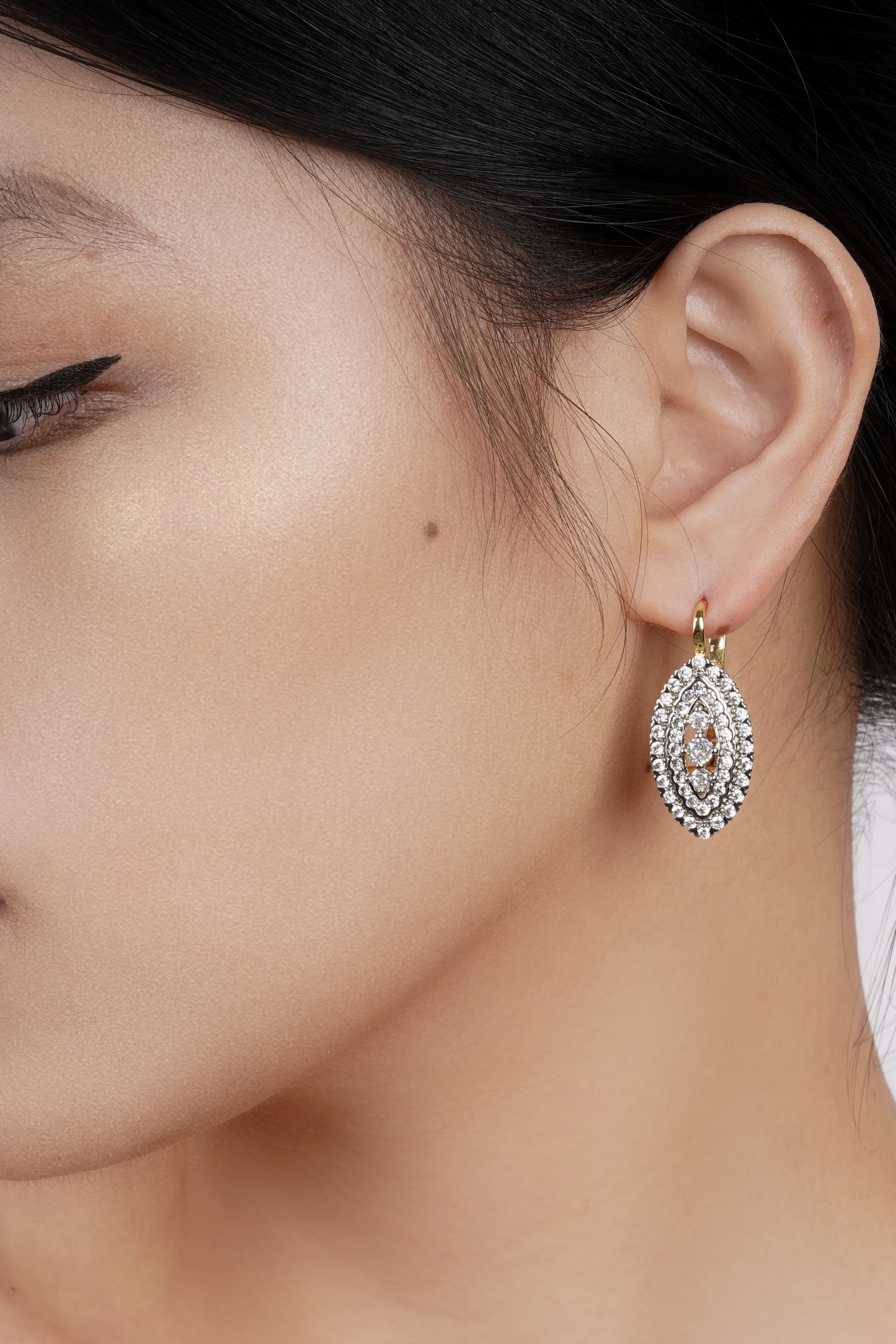 Evil Eye Style Design Fashion Earrings Ring Sets For Woman Copper Plated 14K Gold 2 Tone For Party Wedding Luxury  Jewelry Gifts