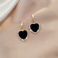 LATS Trend Rhinestone Geometric Drop Earrings for Women Korean Fashion Black Color Dangle Earring 2021 Female Elegant Jewelry