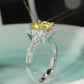 New Elegant Yellow Cubic Zirconia Women Rings Luxury Wedding Anniversary Party Lady's  Accessories Bright Fashion Jewelry