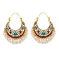 Ethnic Retro Green Sector Carved Turkish Jhumka Earrings For Women Indian Jewelry Pearl Tassel Earrings