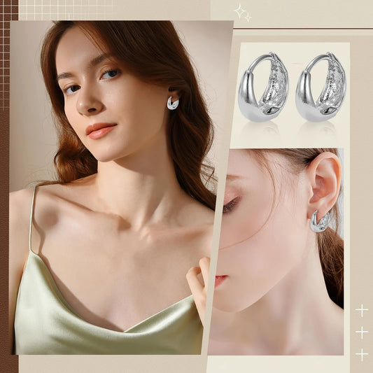 Three earrings, elegant, sexy and cute, made of copper for a lady, paired with a simple, everyday, party, wedding, gold and silv