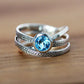 2025 New Fashion Sea Blue Cubic Zirconia Women's Wedding Ring Luxury Engagement Party Elegant   Brilliant Jewelry