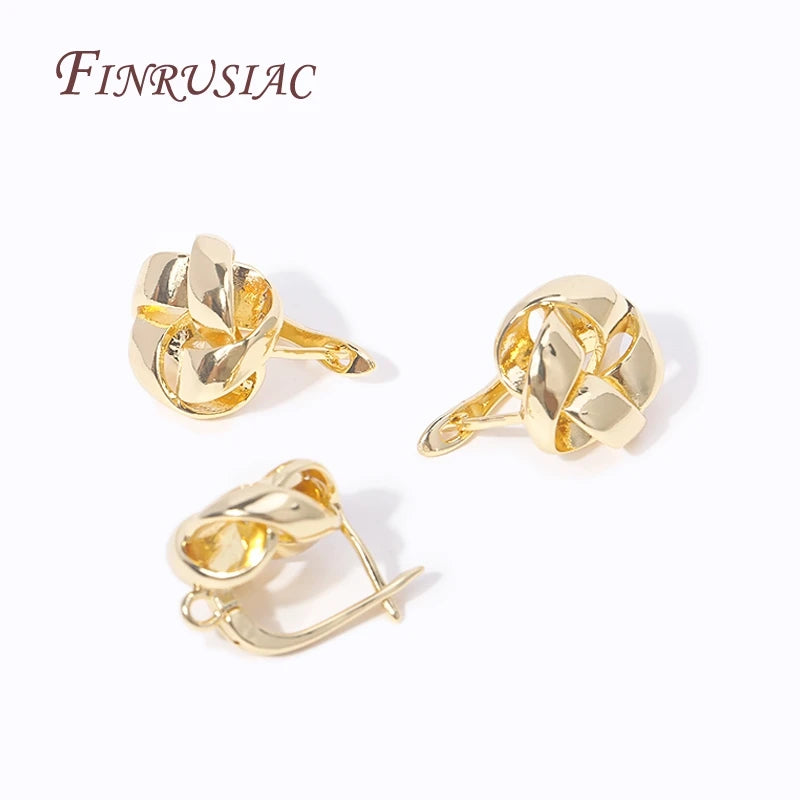 Trendy Earrings Accessories 18K Gold Plated Metal Round Earwires Earring Fasteners Hooks For DIY Women Ear Jewelry Making