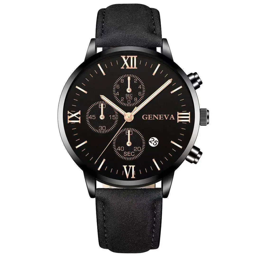 Fashion Geneva Men's Wristwatch Date Alloy Case Leather Analog Quartz Sport Watch Male Clock Top Brand Luxury Relogio Masculino