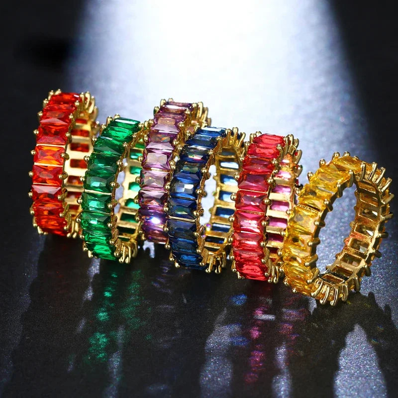 Luxury Female White Crystal Stone  Ring Irregular Zirconia Wedding Rings for Women Trendy Geometric Zircon Engagement Ring