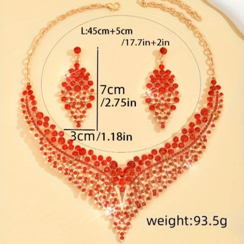 3PC Women's Fashion Trend Starry Sky Conical Leaf Necklace Earrings Jewelry Set Wedding Banquet Party Festival Jewelry Gifts