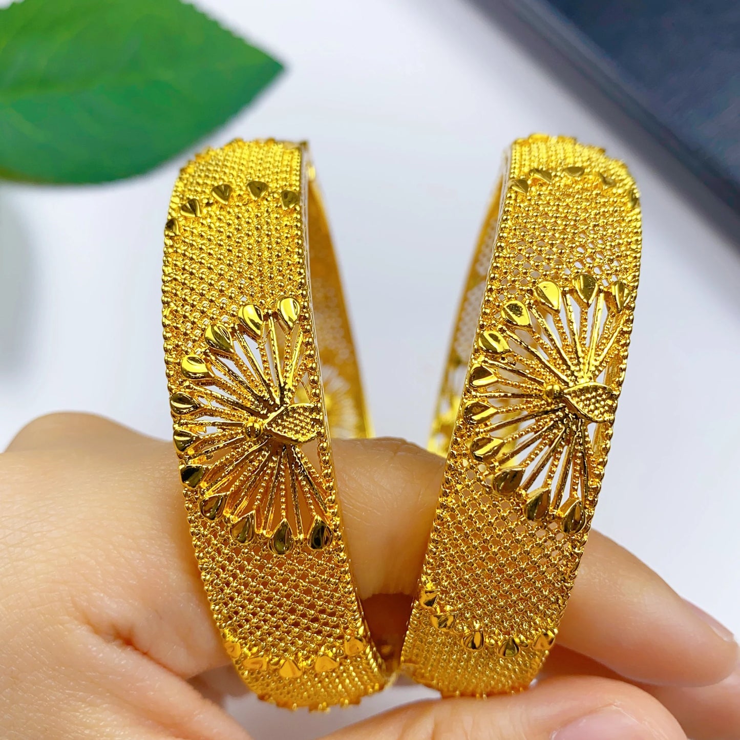 ANIID Fashion Dubai Bridal 24k Gold Color Round Bracelets Bangles  Ethiopian Luxury Hand Jewelry for Indian Wedding Party Gifts