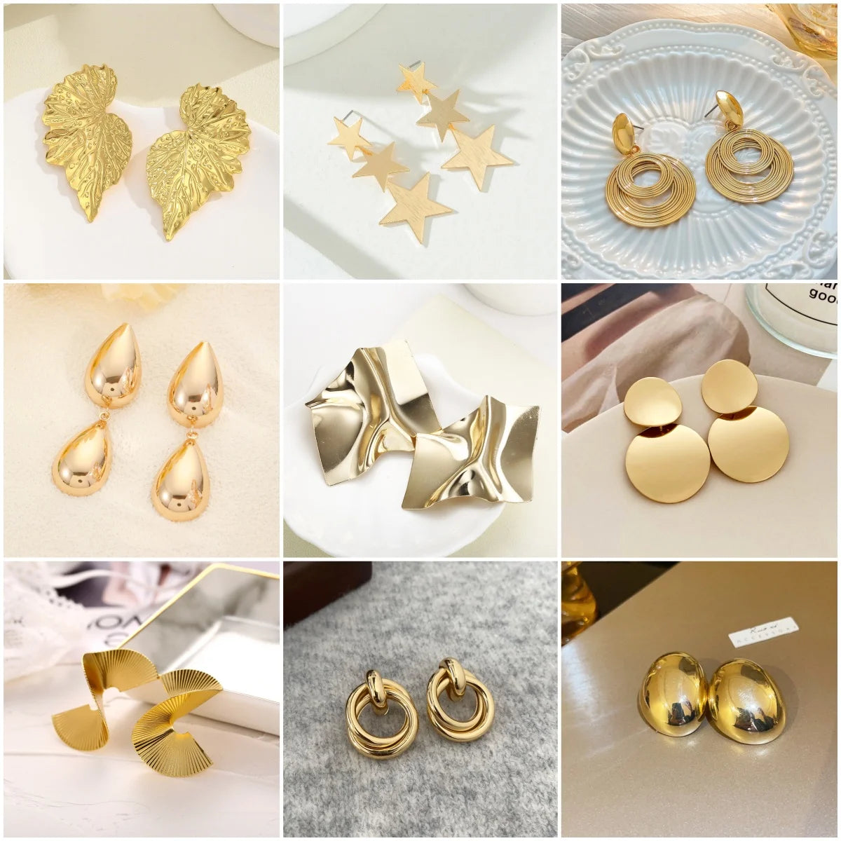 Minimalism Personality Metal Drop Earrings for Women Leaf Round Water Droplet Butterfly Twist Metal Earrings Geometry Jewelry