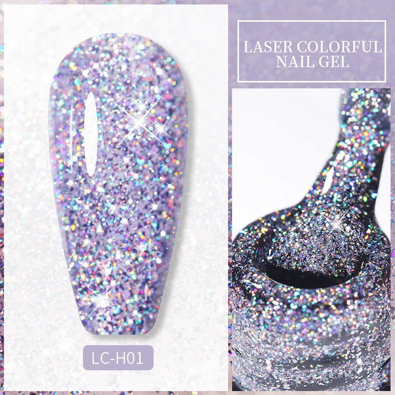 LILYCUTE 7ML Bright Red Sparkling Gel Nail Polish Silver Reflective Gel Colorful Shinning Glitter Manicure Nail Art Gel Varnish