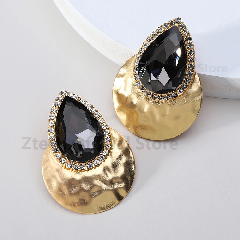 Fashion Elegant Round Metal Big Stud Earrings For Women Classic Design Elegant Ear Accessories Party Prom Statement Fine Jewelry