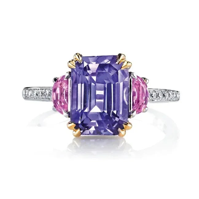 2025 New Purple Cubic Zirconia Ring with Sparkling Square Crystal, High End Women's Personalized Fashion Cocktail Party Jewelry