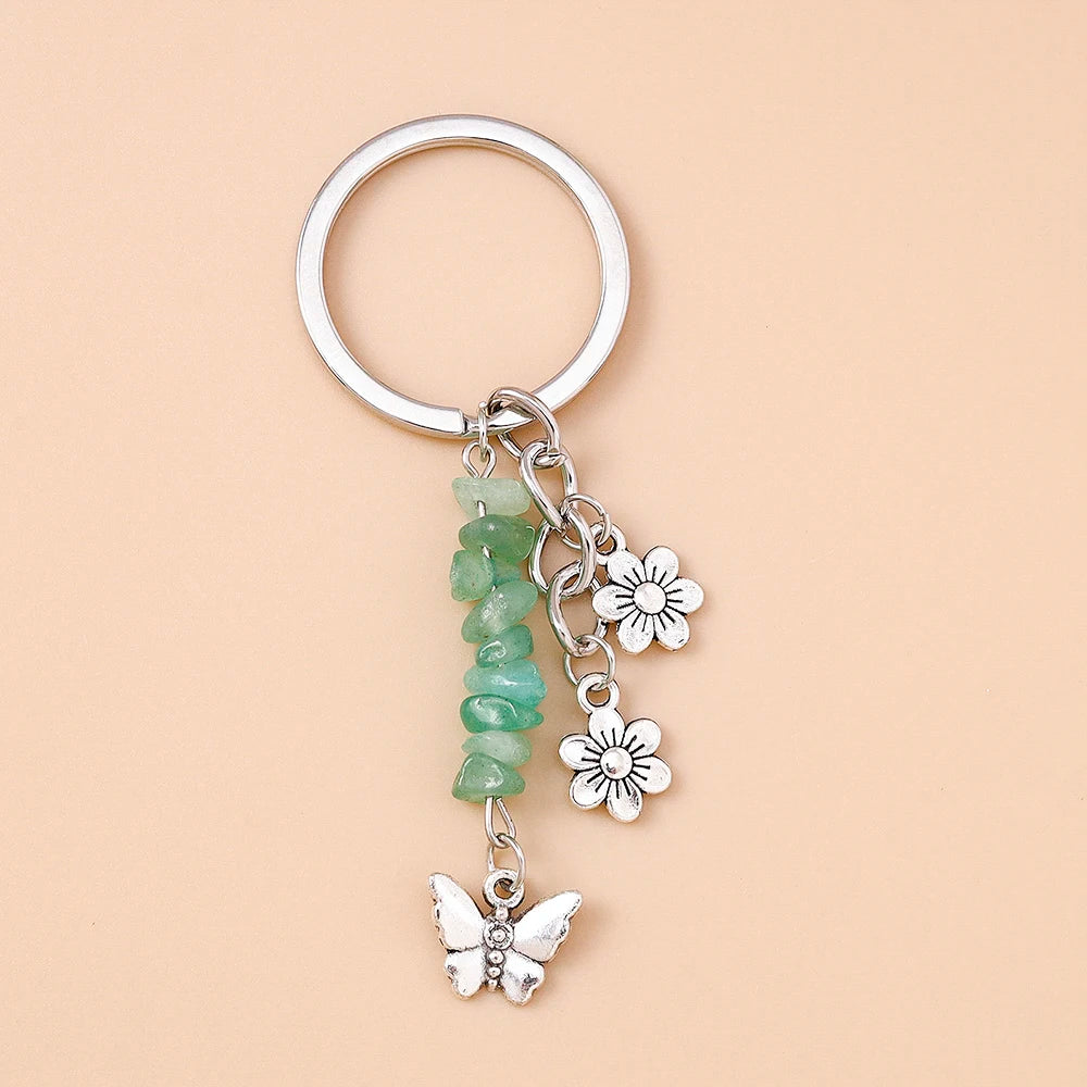 Cute Enamel Flower Butterfly Keychain Women Girls Love Heart Key Ring Pendants Handbag Decor DIY Handmade Jewelry Gifts