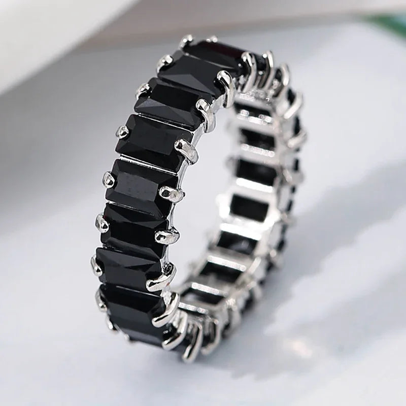 Luxury Female White Crystal Stone  Ring Irregular Zirconia Wedding Rings for Women Trendy Geometric Zircon Engagement Ring