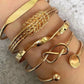 5Pcs Set Gold/Silver Color Fashion Charm Bracelet Women Retro Glossy Geometric Metal Twist Chain Bangles Bracelet Set Jewelry