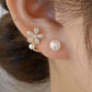 925 Silver Needle Green Flower Earrings For Women Korean Fashion Jewelry 2025 Trending Luxury Zircon Leaf Women's Stud Earrings