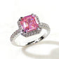 Pink Cubic Zirconia Ring Suitable for Women's Engagement Wedding Luxury Accessories Sparkling Silver Fashion Jewelry