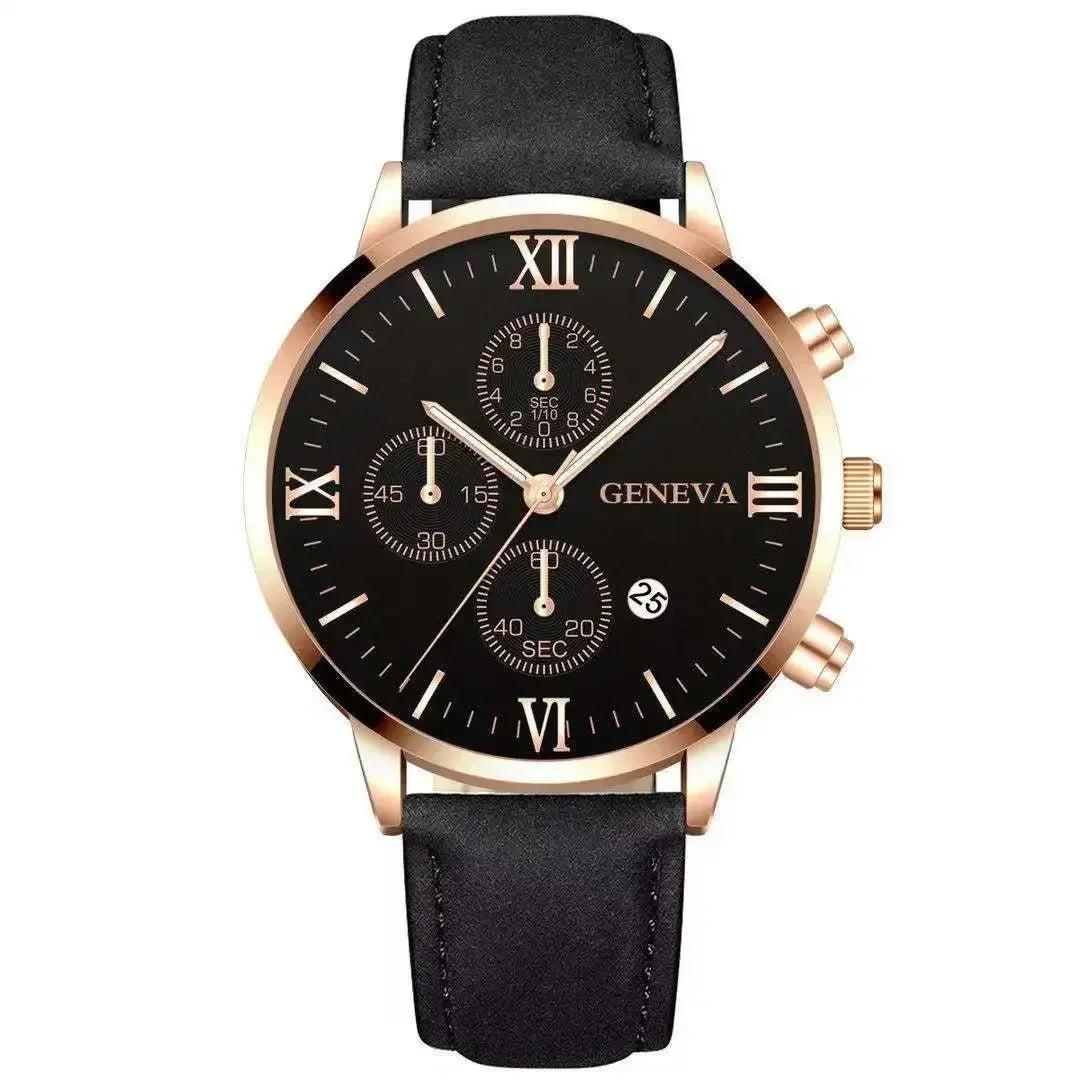 Fashion Geneva Men's Wristwatch Date Alloy Case Leather Analog Quartz Sport Watch Male Clock Top Brand Luxury Relogio Masculino