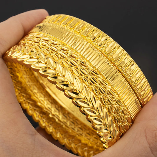 Fashion Stainless Steel Bracelets Vintage Elegant Bracelet Dubai Golden Color Ethiopian African Saudi Arabic Wedding Bride Gift