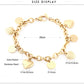 LUXUSTEEL Stainless Steel Heart Coin Charm Bracelet for Women Girl Golden Color Cuban Link Chain Bracelet Jewelry Gift 20cm