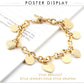 LUXUSTEEL Stainless Steel Heart Coin Charm Bracelet for Women Girl Golden Color Cuban Link Chain Bracelet Jewelry Gift 20cm
