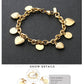 LUXUSTEEL Stainless Steel Heart Coin Charm Bracelet for Women Girl Golden Color Cuban Link Chain Bracelet Jewelry Gift 20cm