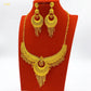 Indian Jewelry Set For Women 24K Gold Color Dubai African Nigeria Bridal Necklace Earrings Wedding Party Jewellery Gifts