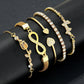 5Pcs Trendy Gold Color Bracelet Set For Women Tulip Butterfly Heart Infinity Charm Tennis Chain Bangle Female Party Jewelry