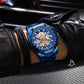 2025 Mens Quartz Watches Top Brand Luxury Stainless Steel Waterproof Hollow Out Blue Big Male Wristwatches Relogio Masculino