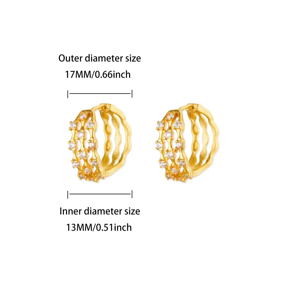 Zircon Geometric Snake Earrings for Women Multi Layered Gold Color Small Hoop Earrings Fashion Ear Piercing Wedding Jewelry