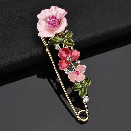 Sweet Flower Shape Lapel Pin Inlaid Shiny Rhinestones Brooches All-match Versatile Corsage Accessories